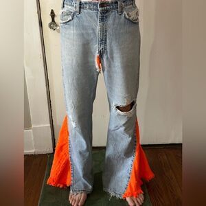 Vintage Levi’s orange tab distressed rehabbed/reimagined bell bottom jeans